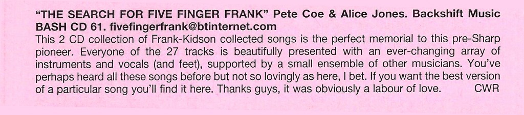 Kernow News Review for The Search For Five Finger Frank by Pete Coe and Alice Jones